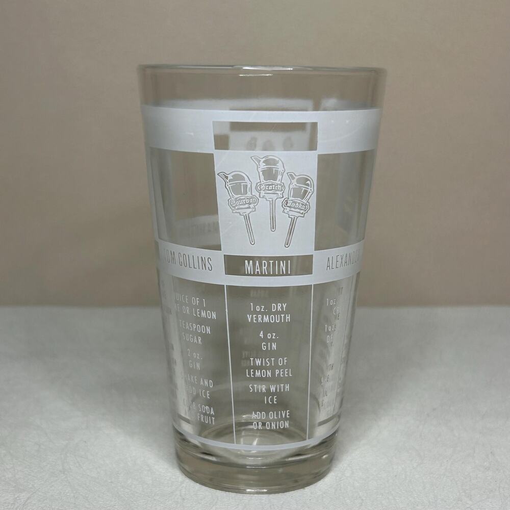 Vintage Anchor Hocking Cocktail Recipe Glass Mr Bartender Frosted Barware